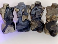 4 Pieces Volcano Agate Goddess Carving (UV-Reactive)