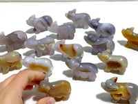 15 pieces Small Geode Agate Druzy Pig Carving