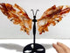 Unique Fire Quartz Butterfly Wing Carving With Stand