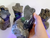 4 Pieces Volcano Agate Goddess Carving (UV-Reactive)