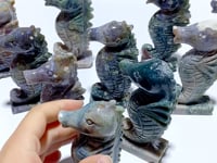 10 Pieces Moss Agate Seahorse Carving