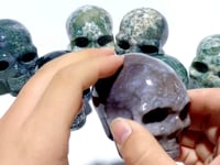 7 Pieces Moss Agate Skull Carving