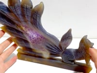 Unique Geode Druzy Agate Nine-tailed Fox Carving #3