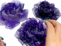 3 Pieces Beautiful Purple Fluorite Flower Carving #5