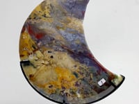 Unique Large Ocean Jasper Moon Carving With Stand