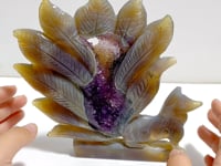 Beautiful Geode Druzy Agate Nine-tailed Fox Carving #4