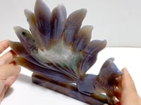 Beautiful Geode Druzy Agate Nine-tailed Fox Carving #8