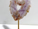 Unique Amethyst Mixed Sakura Agate Heart Carving With Stand