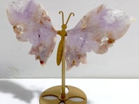 Unique Amethyst Mixed Sakura Flower Agate Butterfly Wing Carving With Stand