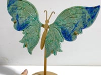 Unique Phoenix Pine Stone Butterfly Wing Carving With Stand
