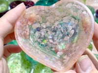 40 Pieces Different Materials Gravel Chips Mixed Heart Shape Bowl Carving