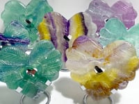 7 Pieces Rainbow Fluorite Heart With Stand