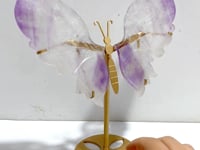 Beautiful Amethyst Butterfly Wing Carving With Stand