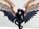 Mixed Colorful Agate Demon And Angel Wing Carving With Stand