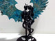 Blue Apatite Demon And Angel Wing Carving With Stand