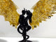 Unique Yellow Ocean Jasper Demon Angel Wing Carving With Stand