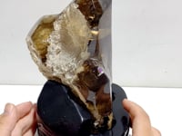 Large Garden Quartz Smoky Quartz Point With Stand With Rainbow