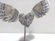 Gray Lace Agate Heart Wing Carving With Stand