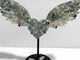 Moss Agate Heart Wing Carving With Stand