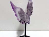 Chevron Amethyst Heart Wing Carving With Stand