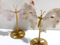 2 Pairs Geode Sakura Flower Agate Butterfly Wing With Stand