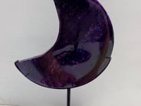 Large Charoite Moon Carving With Stand #2