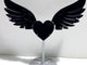 Unique Black Obsidian Heart Wing Carving With Stand