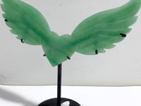 Green Aventurine Heart Wing Carving With Stand