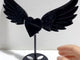 Black Obsidian Heart Wing Carving With Stand