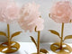 3 Pieces Beautiful Rose Quartz Flower Carving With Stand
