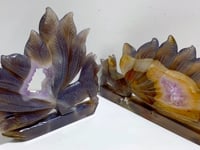 2 Pieces Geode Agate Druzy Nine-tailed Fox Carving #13