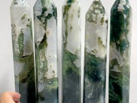 5 Pieces Large Green Moss Agate Points