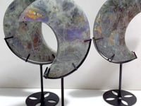 3 Pieces Beautiful Labradorite Moon Carving With Stand