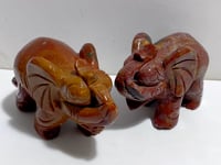2 Pieces Large Ocean Jasper Elephants Crystal Carving