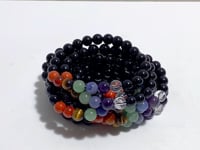 8mm 7 Chakra Mixed Black Obsidian Bracelets Wholesale