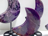 4 Pieces Large Charoite Moon Carving With Stand #1