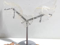Unique Clear Quartz Heart Wing Carving With Stand