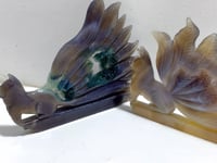 2 Pieces Beautiful Geode Druzy Agate Nine-tailed Fox Carving (Defective)