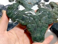Moss Agate Ox Head Carving Wholesale