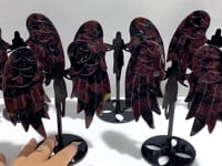 5 Pairs Garnet Mixed Astrophyllite Angel Wing Carving With Stand