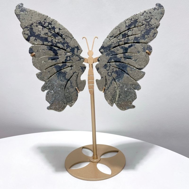 Pyrite Butterfly Carving With Stand - Wholesale Crystals