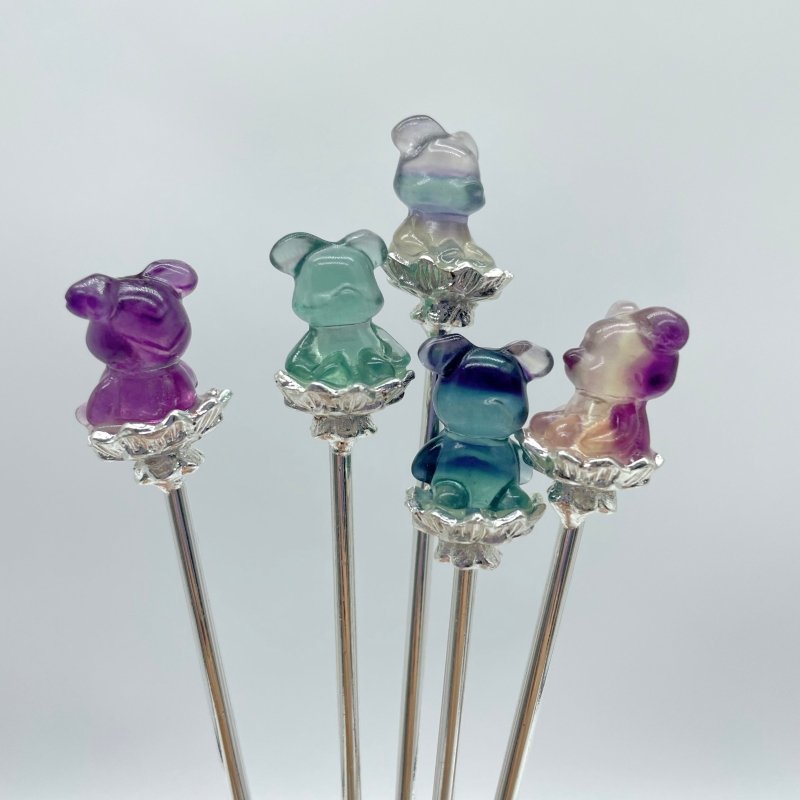 Rainbow Fluorite Animal Hairpin Carving Wholesale - Wholesale Crystals