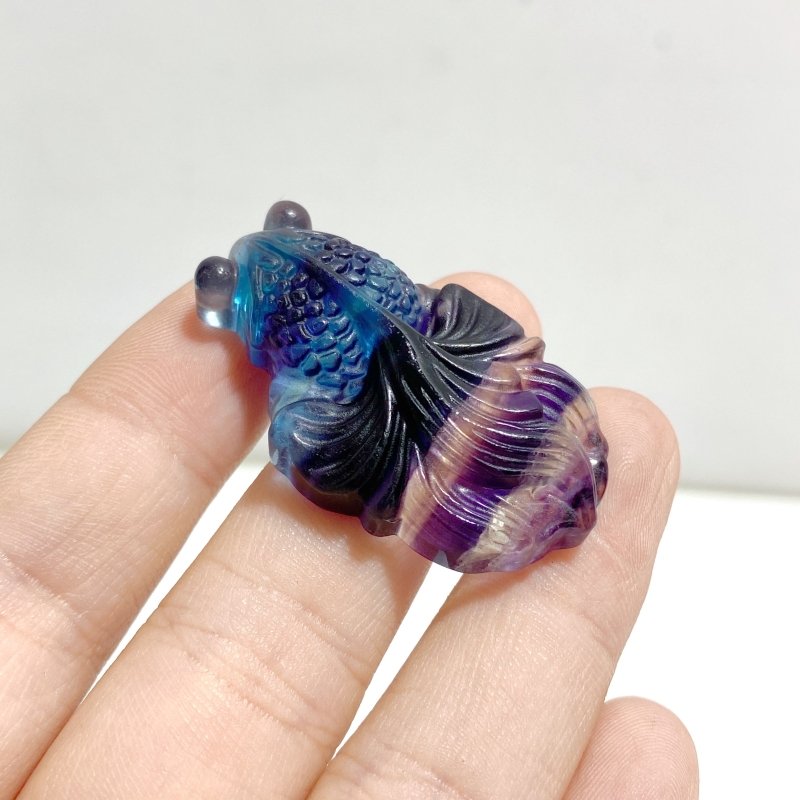 Rainbow Fluorite Carving Goldfish Pendant -Wholesale Crystals