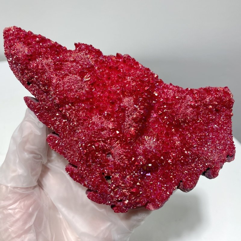 Red Aura Quartz Cluster Angel Wing Carving With Stand - Wholesale Crystals