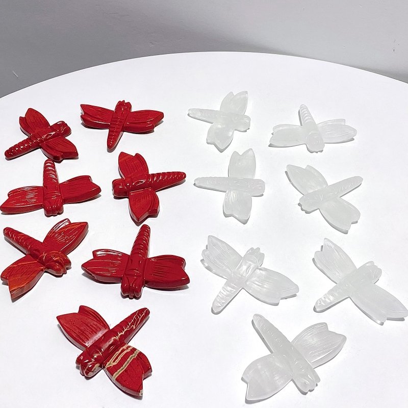 Red Jasper Clear Quartz Dragonfly Crystal Carving Wholesale - Wholesale Crystals