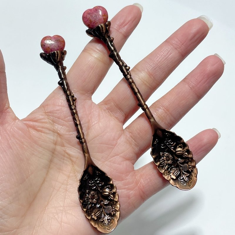 Rhodonite Mini Heart Coffee Spoon Wholesale - Wholesale Crystals