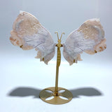 Sakura Flower Agate Butterfly Wing Carving With Stand - Wholesale Crystals