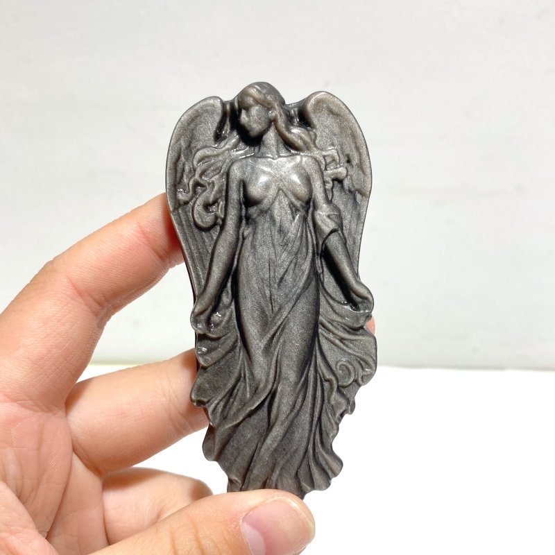 Silver Sheen Obsidian Angel Carving Wholesale - Wholesale Crystals