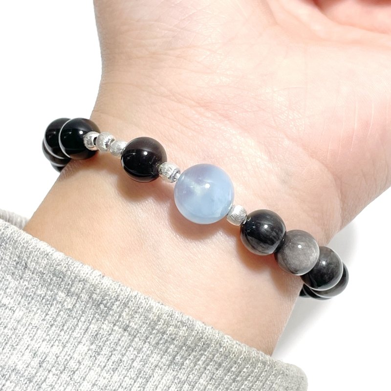 Silver Sheen Obsidian Aquamarine DIY Bracelet Wholesale Original Design - Wholesale Crystals