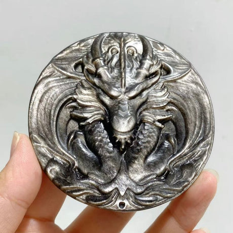 Silver Sheen Obsidian Dragon Head Carving Wholesale -Wholesale Crystals